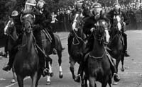 Mounted police charge pickets